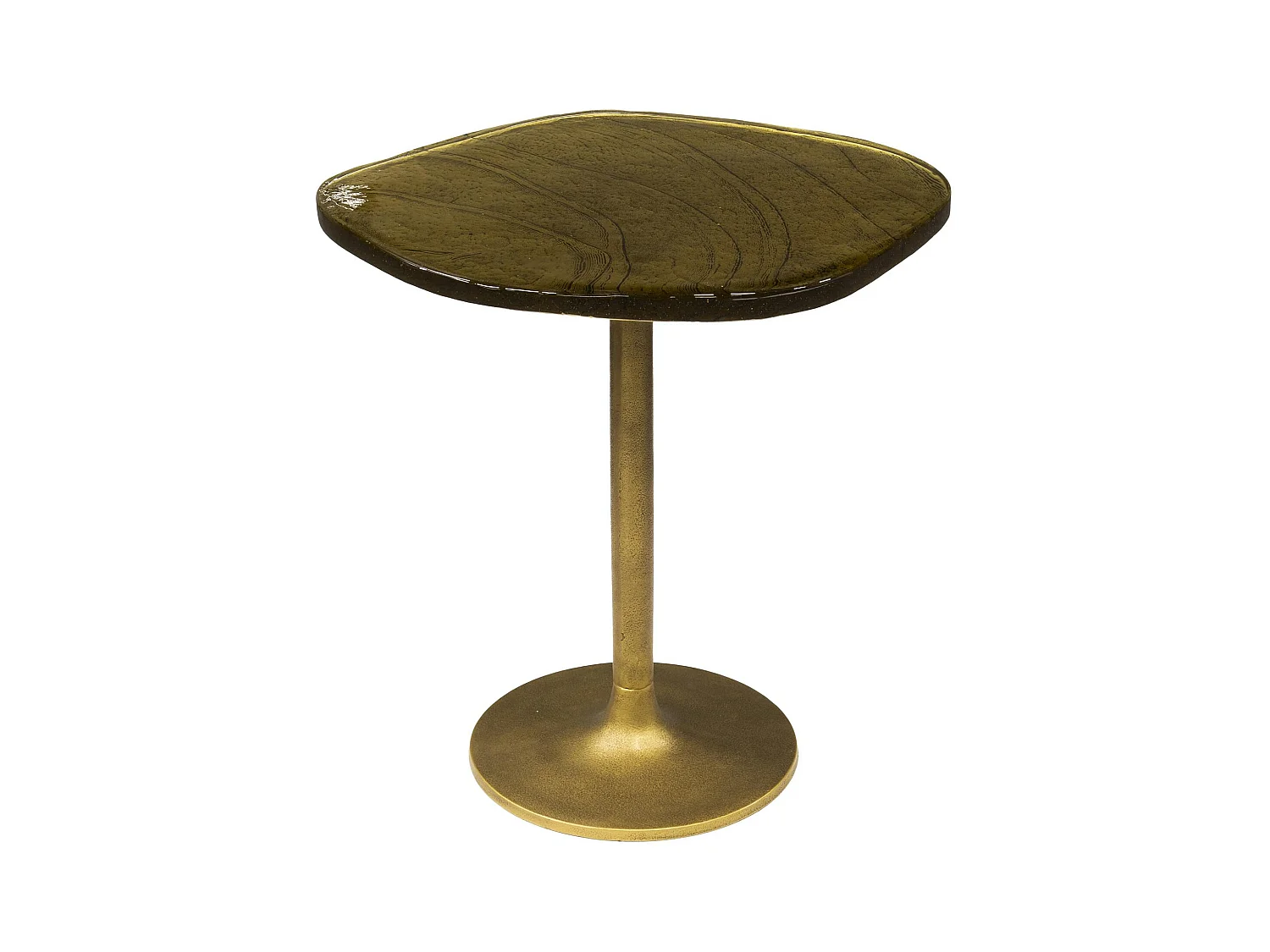 Bout de canapé verre – finition antique dorée, 50 cm LAGUNA