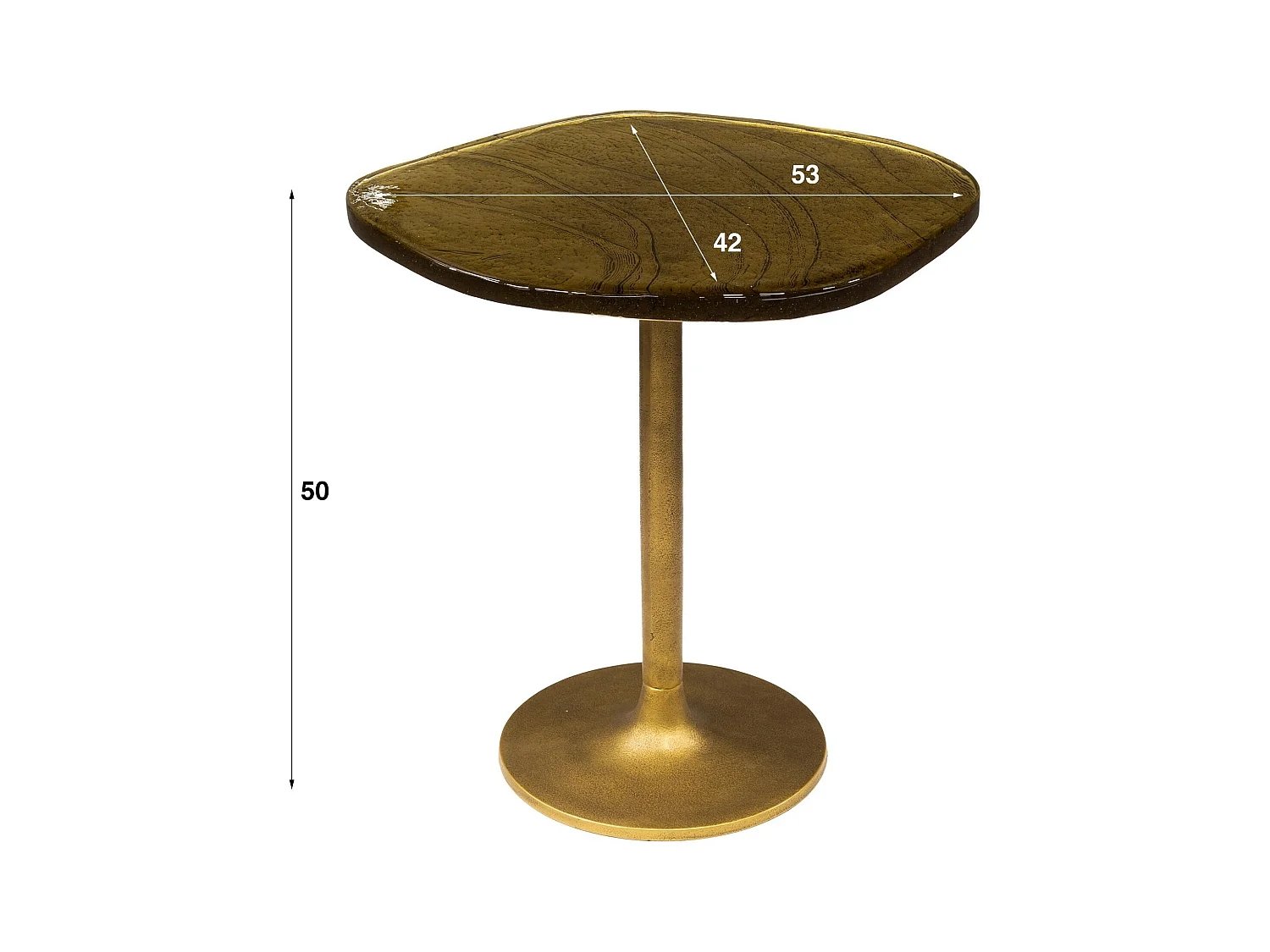 Bout de canapé verre – finition antique dorée, 50 cm LAGUNA