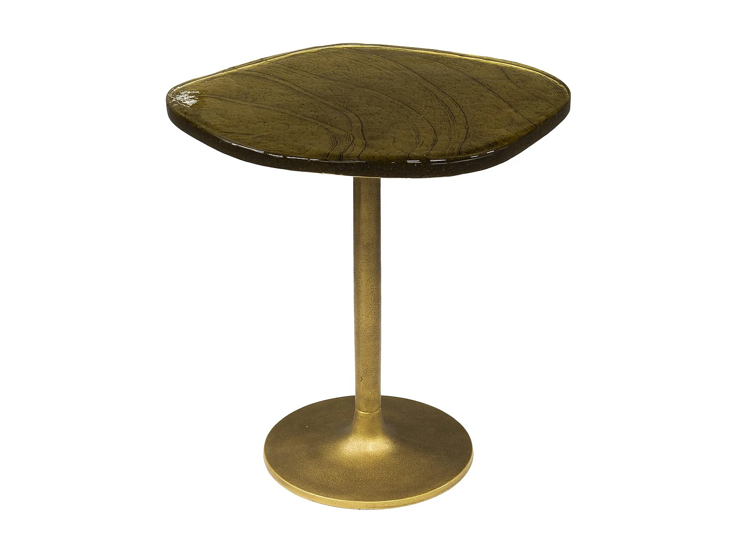 Bout de canapé verre – finition antique dorée, 50 cm LAGUNA