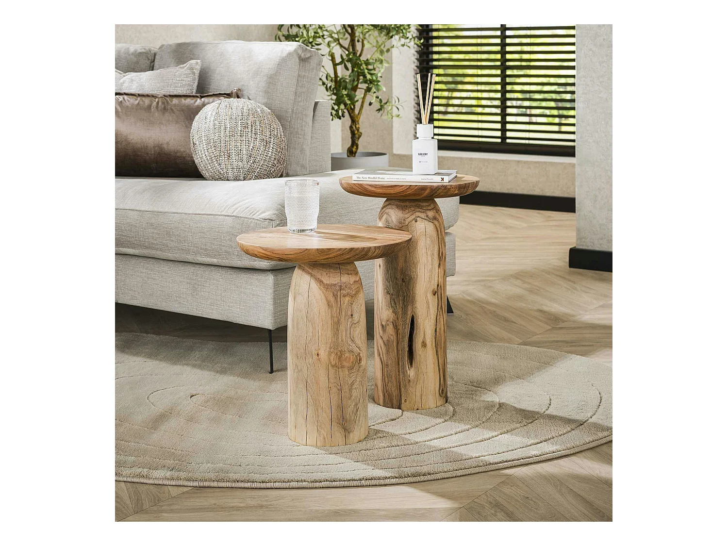 Table d’appoint bois – plateau sculpté, 46 cm MELBOURNE