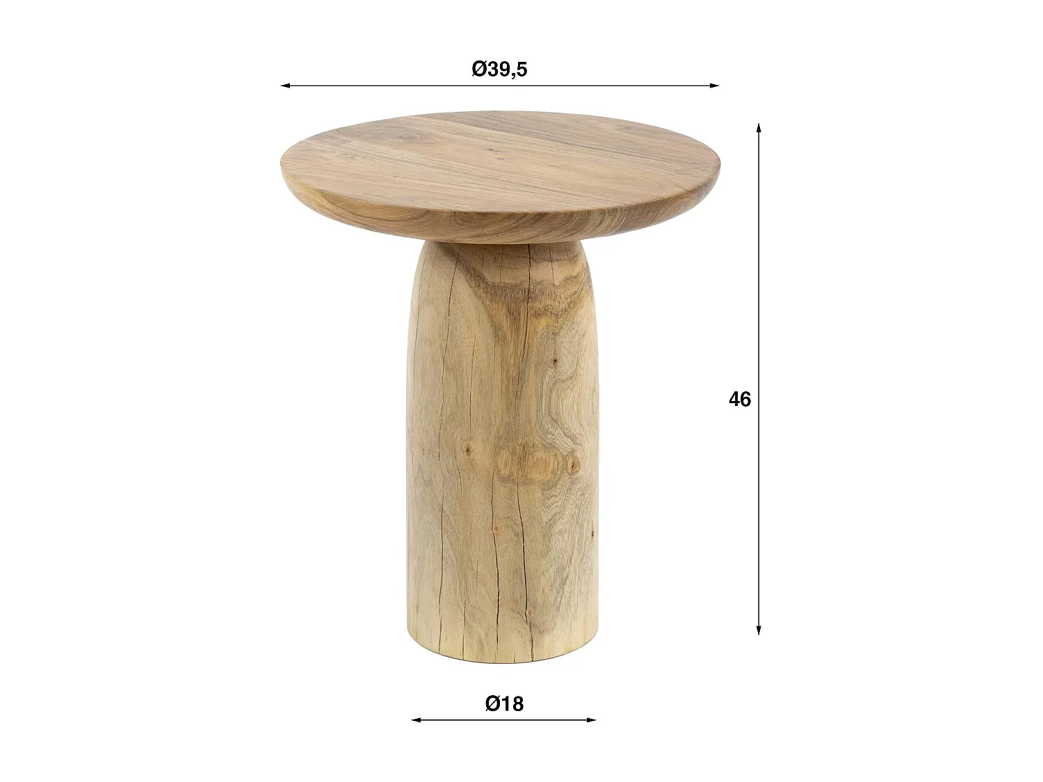 Table d’appoint bois – plateau sculpté, 46 cm MELBOURNE