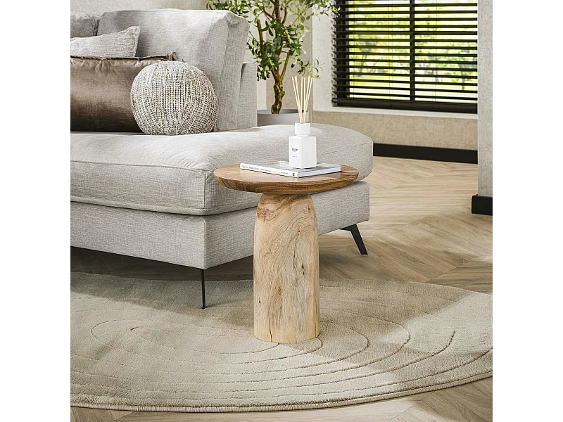 Table d’appoint bois – plateau sculpté, 46 cm MELBOURNE
