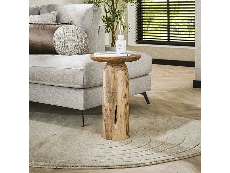 Table d’appoint bois – plateau sculpté, 55 cm MELBOURNE
