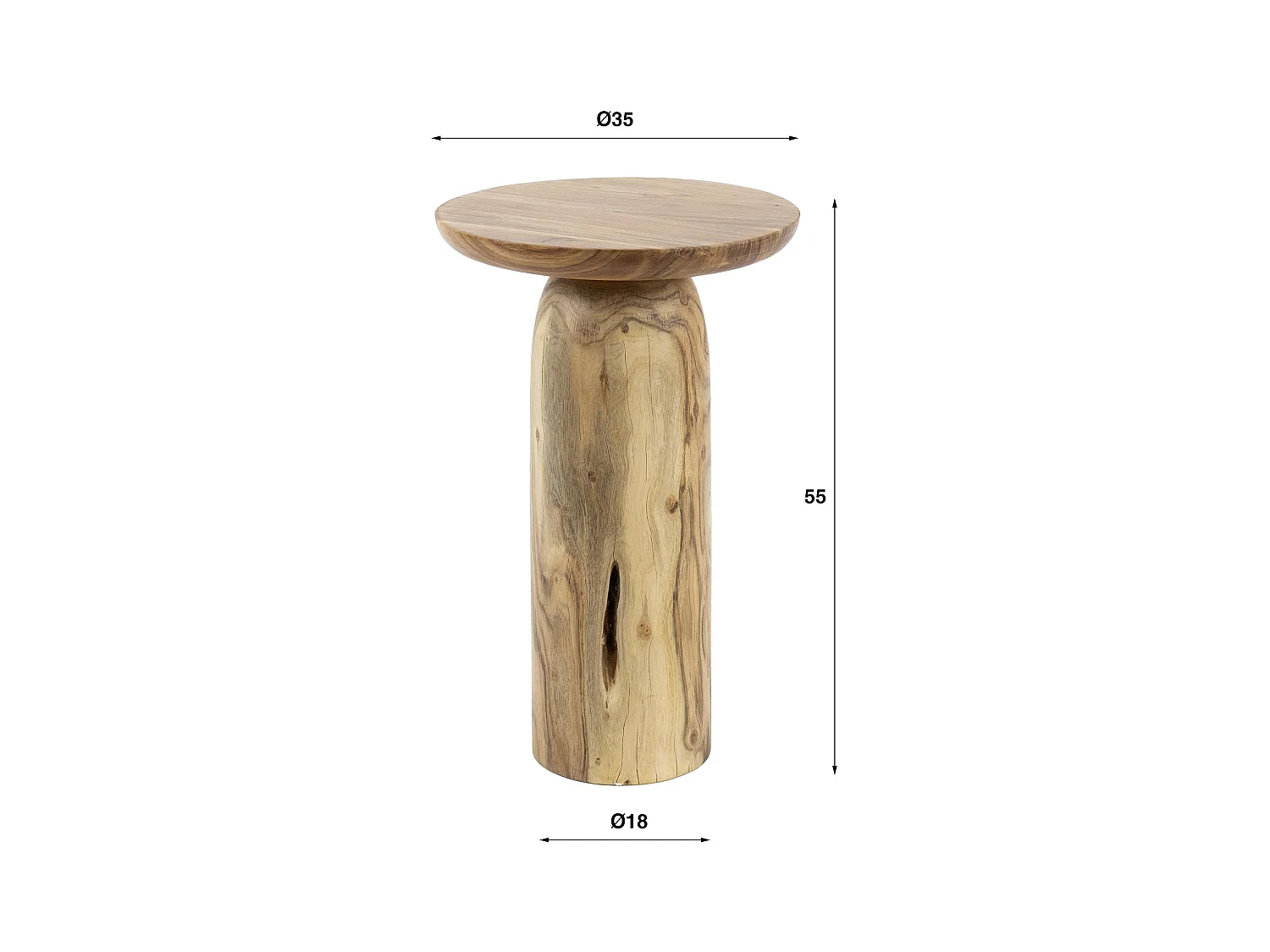 Table d’appoint bois – plateau sculpté, 55 cm MELBOURNE