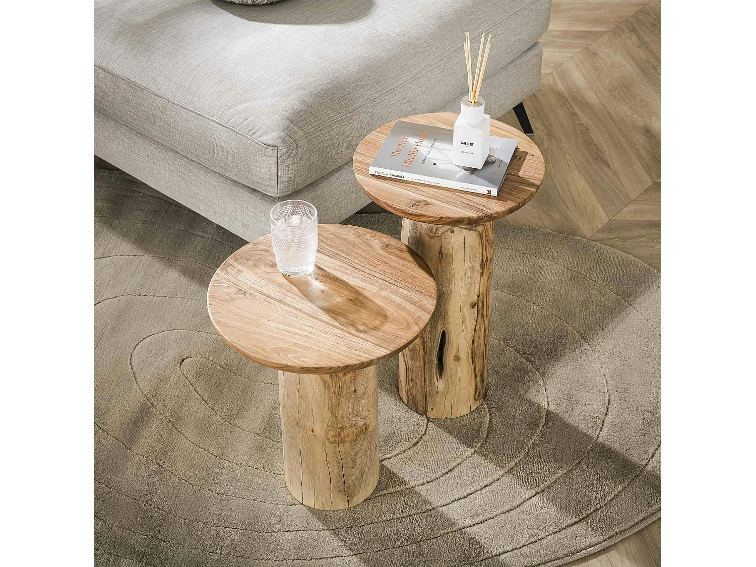Table d’appoint bois – plateau sculpté, 55 cm MELBOURNE
