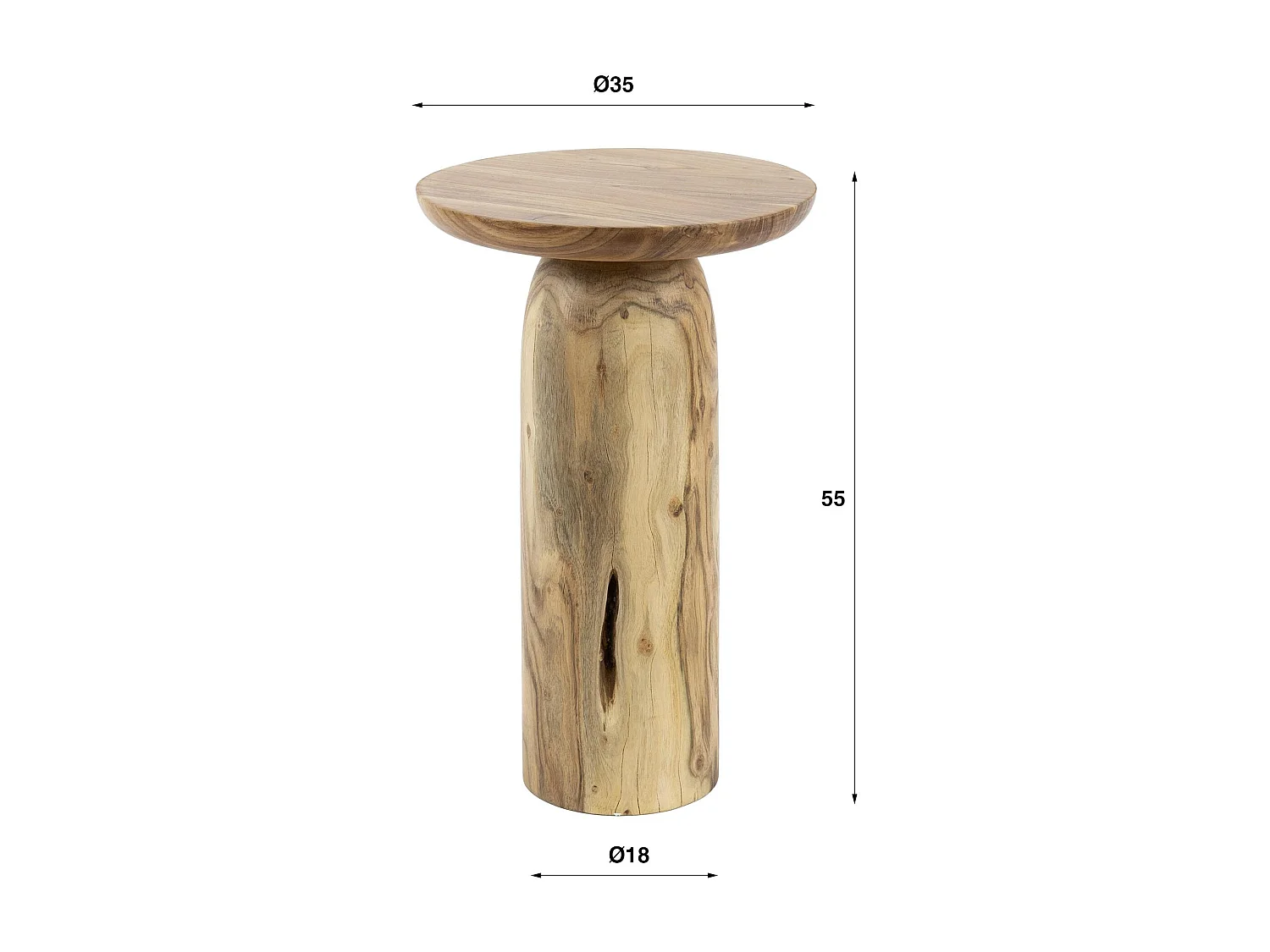 Table d’appoint bois – plateau sculpté, 55 cm MELBOURNE