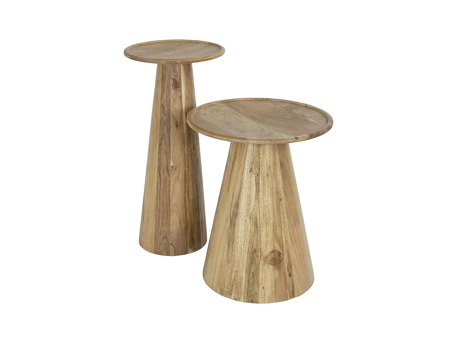 Bout de canapé en bois acacia – pied conique (lot de 2) MELBOURNE