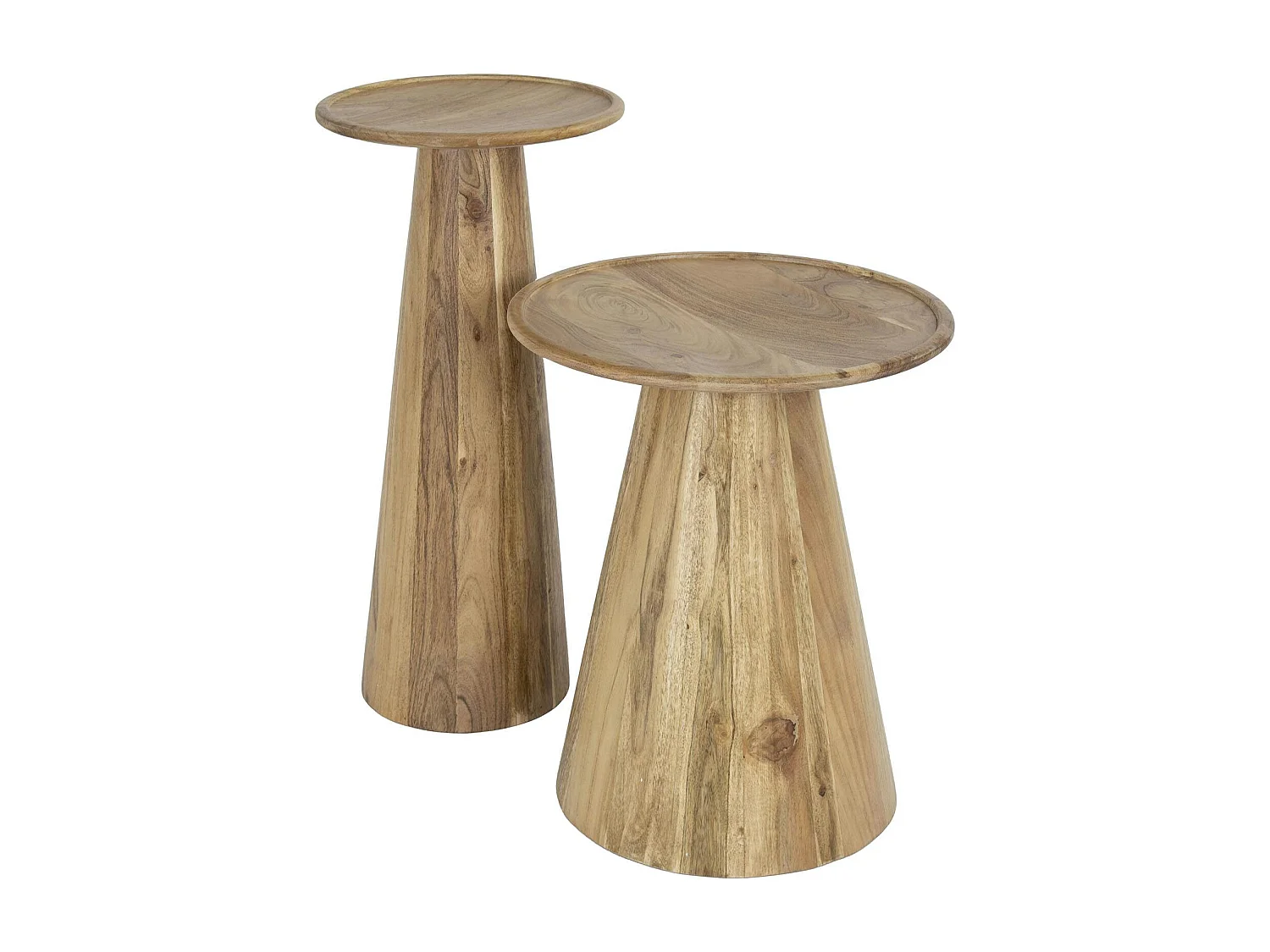 Bout de canapé en bois acacia – pied conique (lot de 2) MELBOURNE