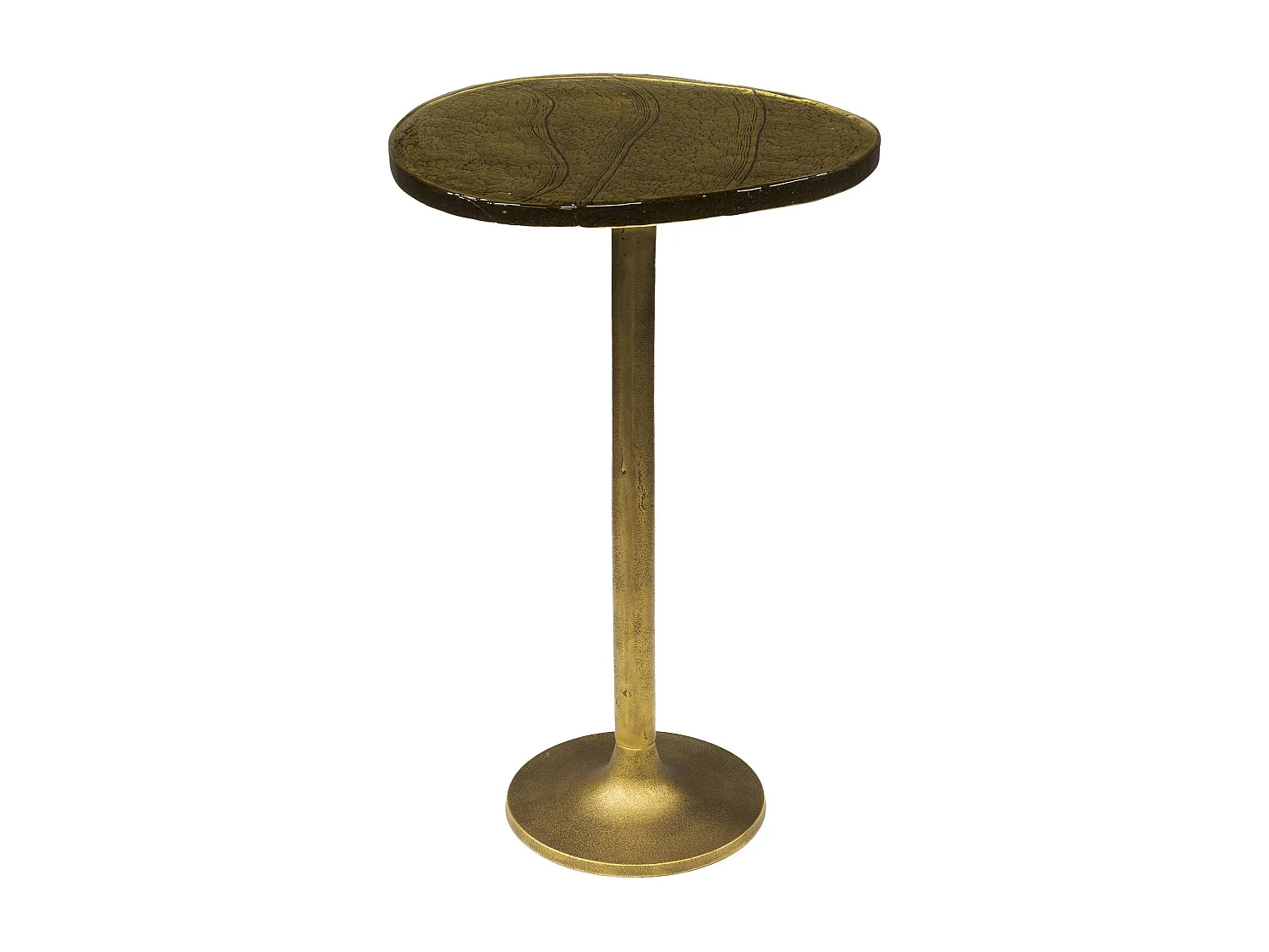 Bout de canapé verre – finition antique dorée, 60 cm LAGUNA