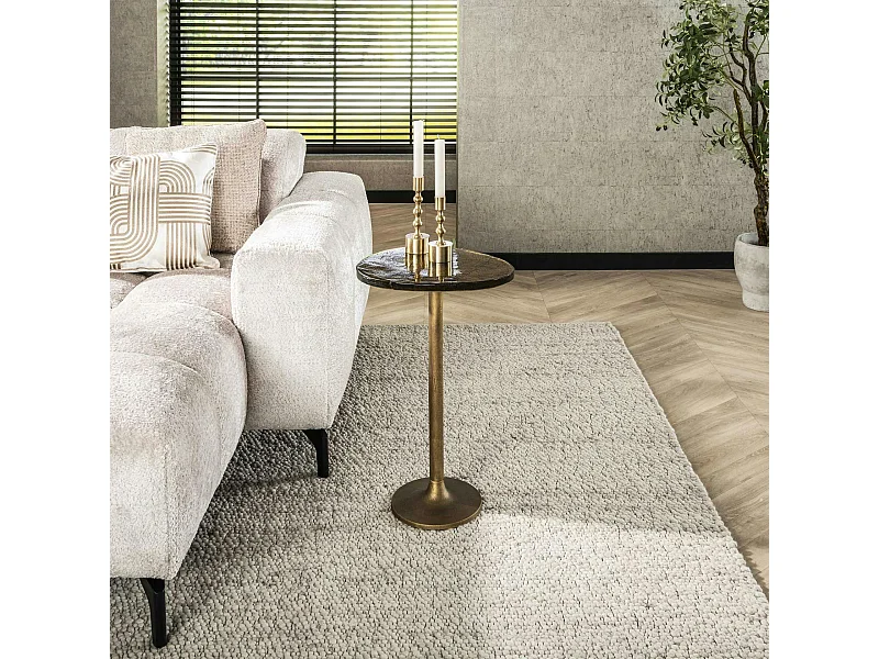 Bout de canapé verre – finition antique dorée, 60 cm LAGUNA