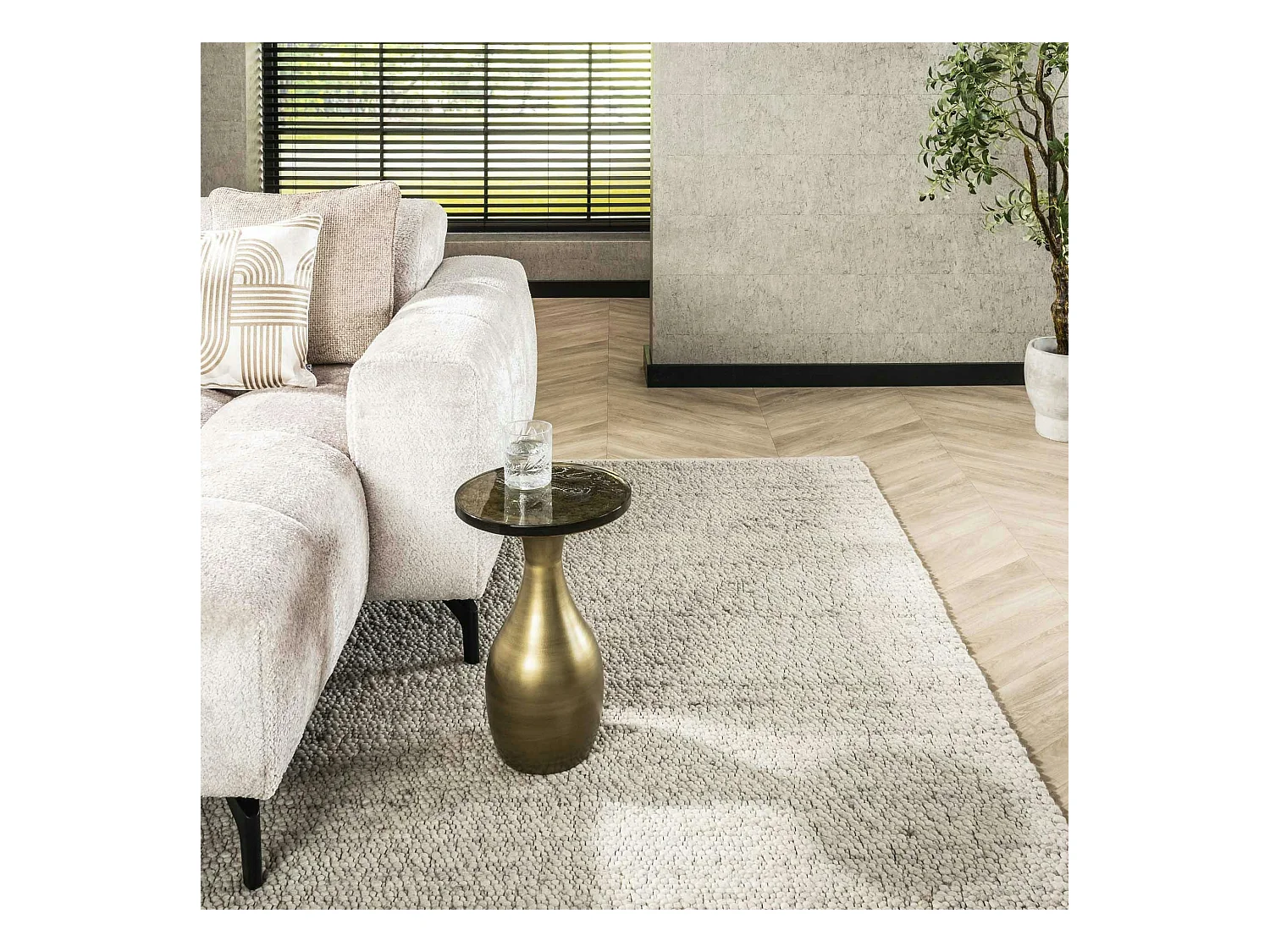 Table d’appoint en verre – antique dorée, 45 cm LAGUNA