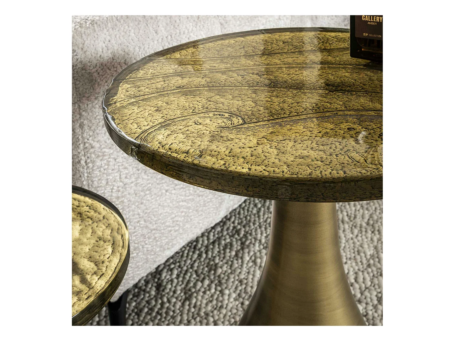 Table d’appoint en verre – antique dorée, 45 cm LAGUNA