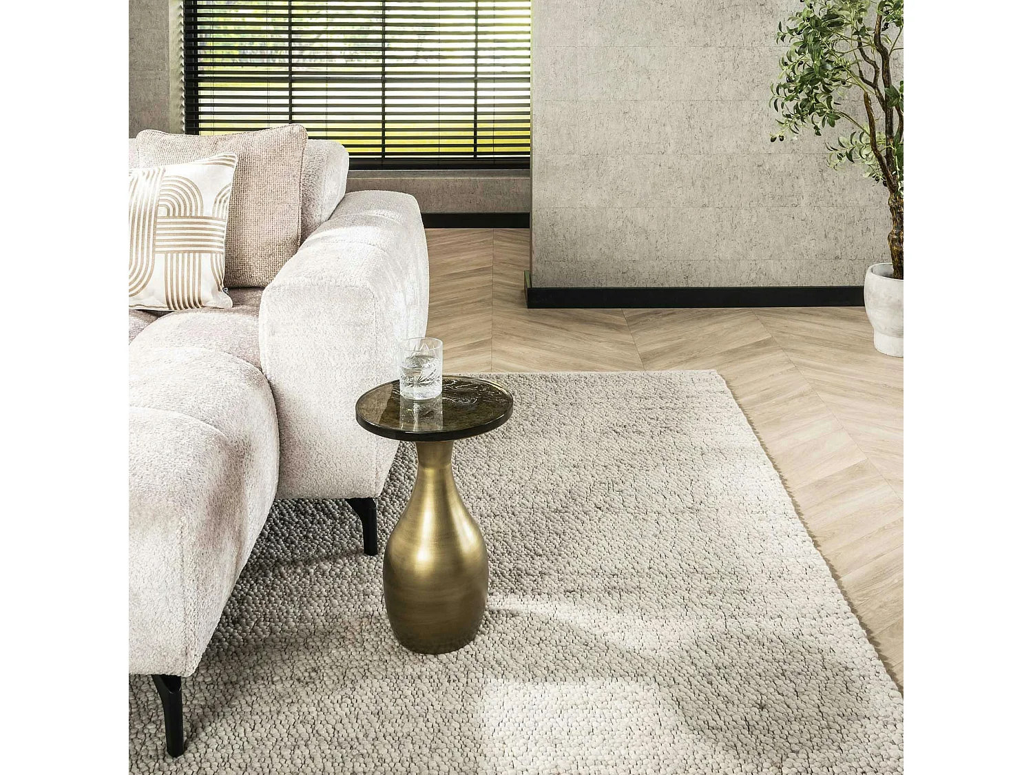 Table d’appoint en verre – antique dorée, 45 cm LAGUNA