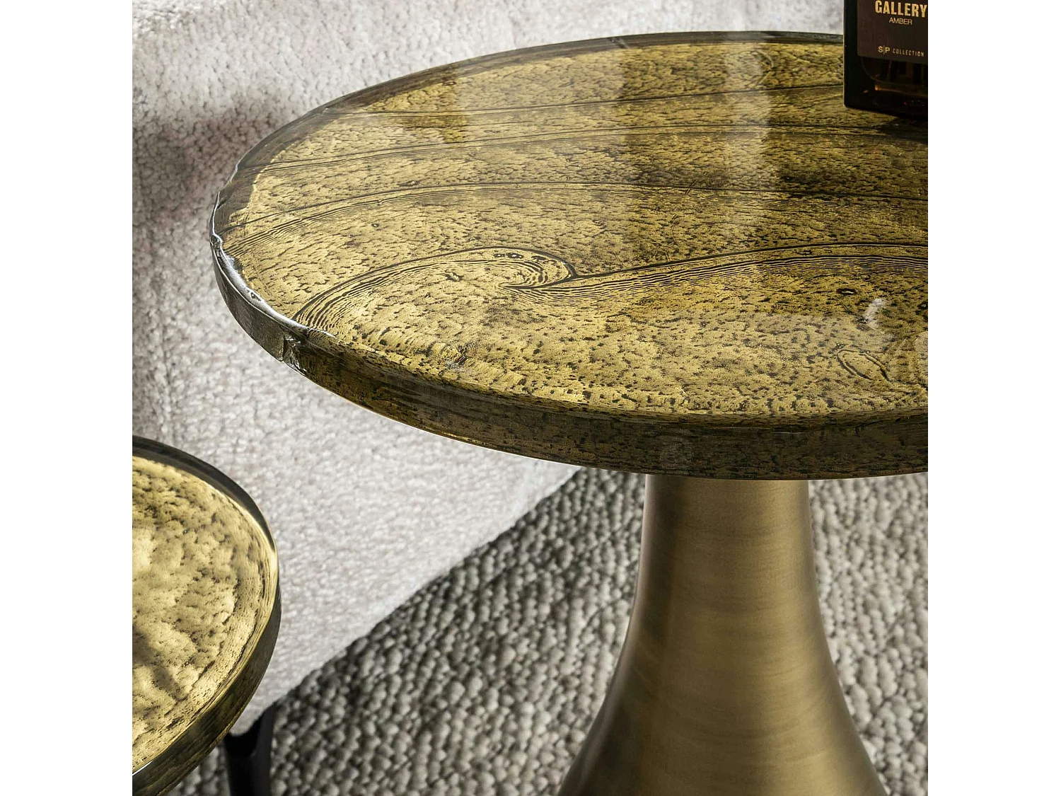 Table d’appoint en verre – antique dorée, 45 cm LAGUNA