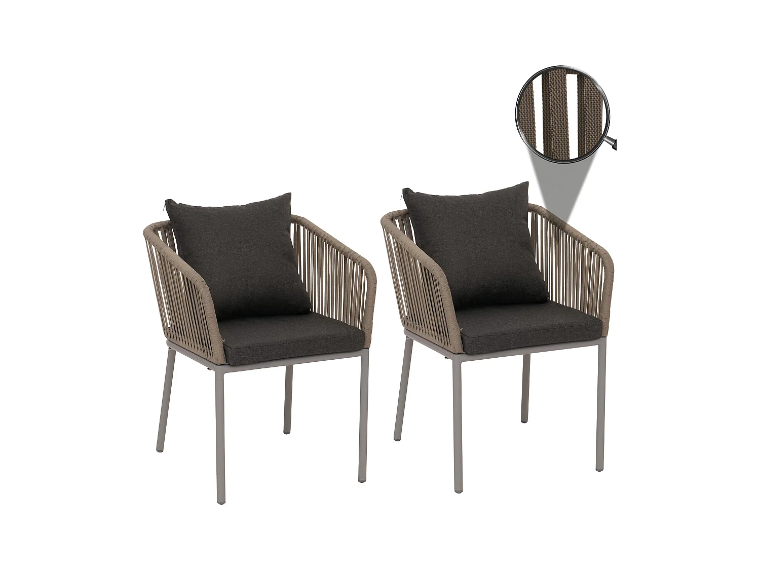 Chaise de jardin MCW-N41 (lot de 2),  gris, coussin gris foncé