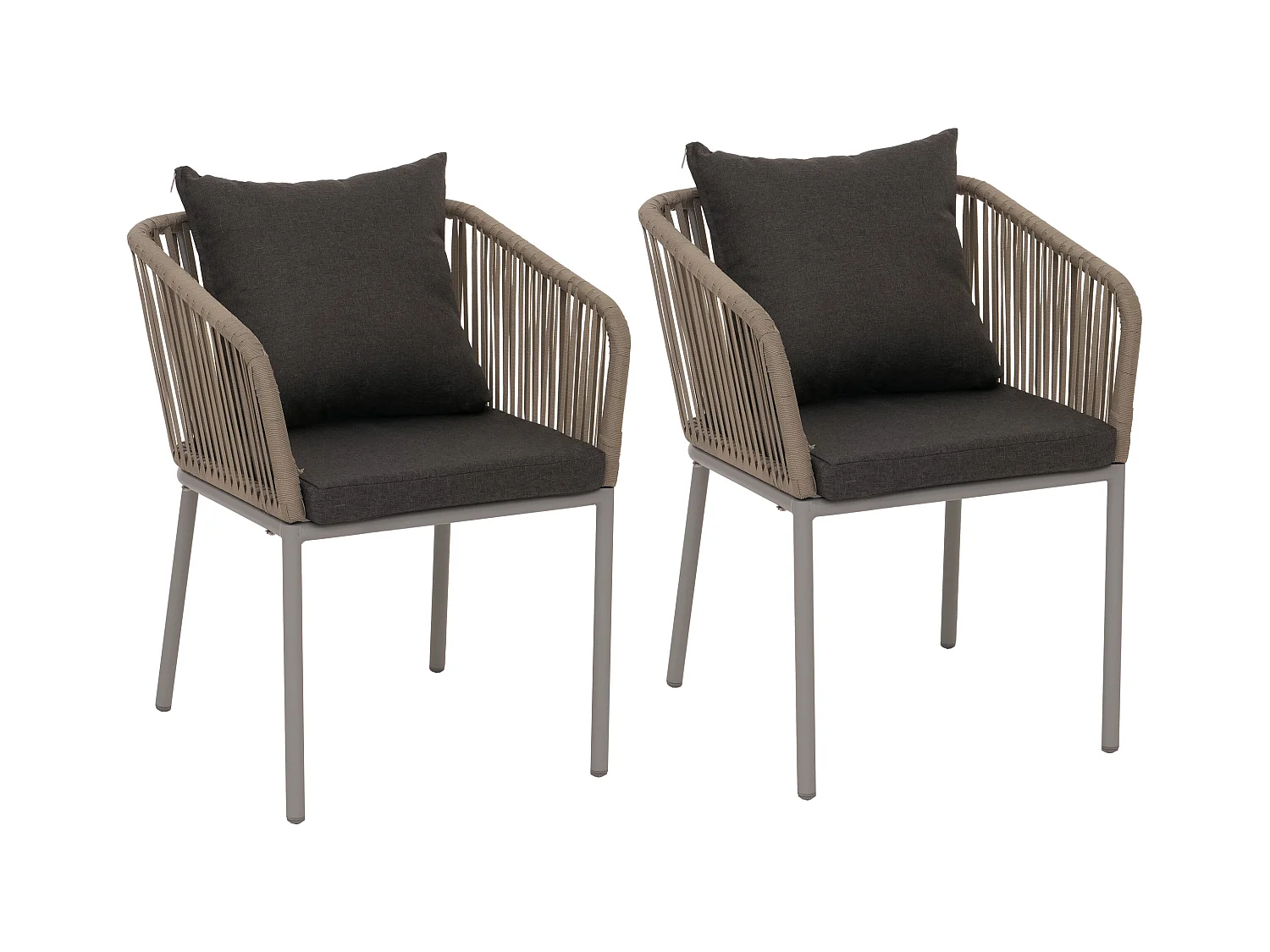 Chaise de jardin MCW-N41 (lot de 2),  gris, coussin gris foncé