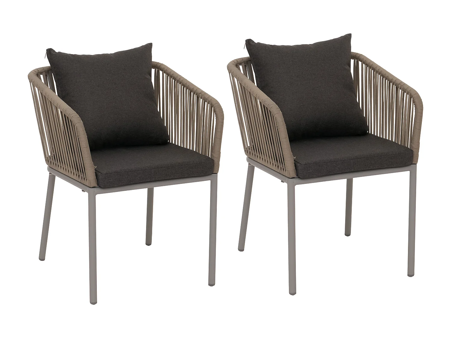 Chaise de jardin MCW-N41 (lot de 2),  gris, coussin gris foncé