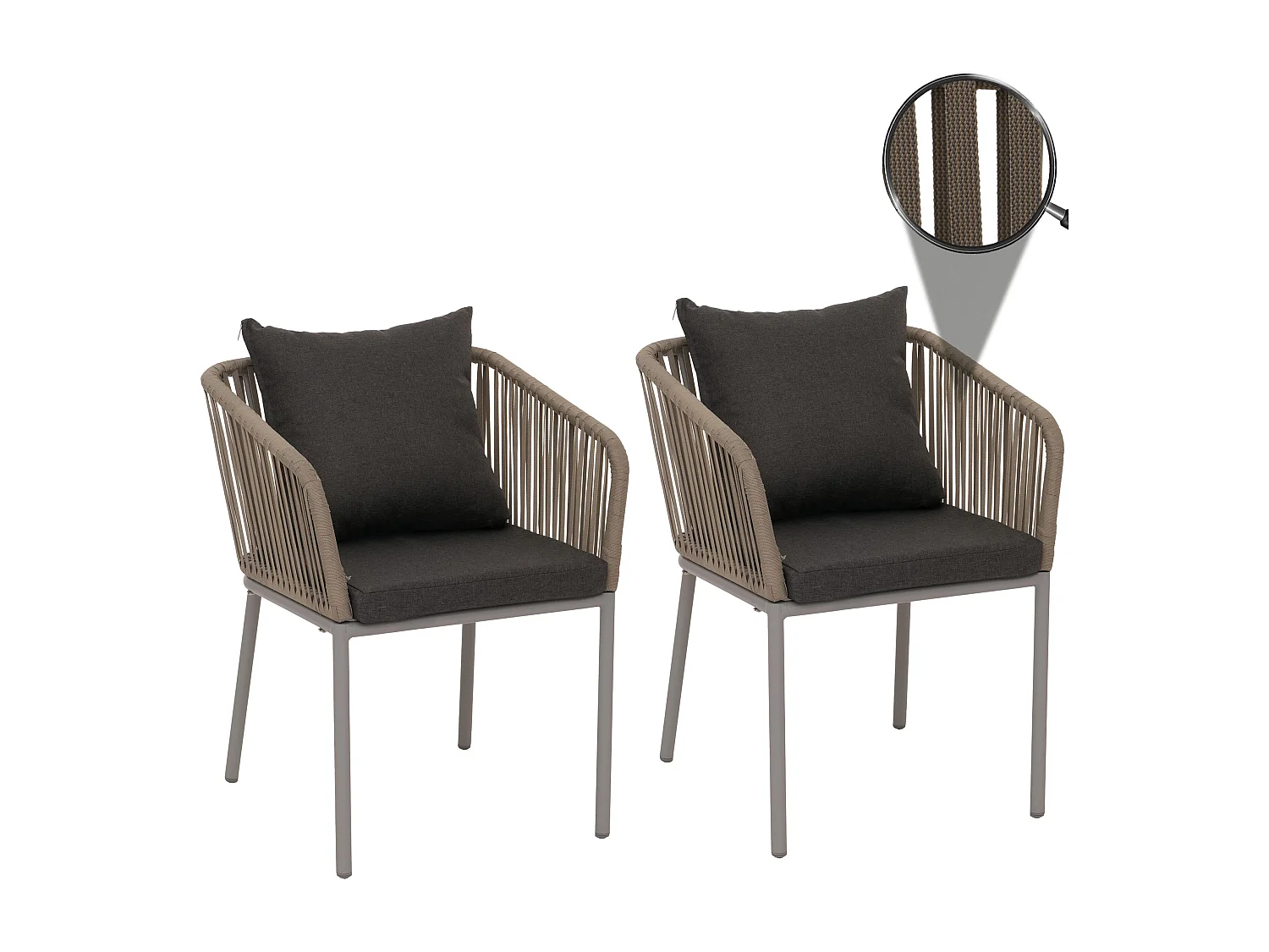 Chaise de jardin MCW-N41 (lot de 2),  gris, coussin gris foncé