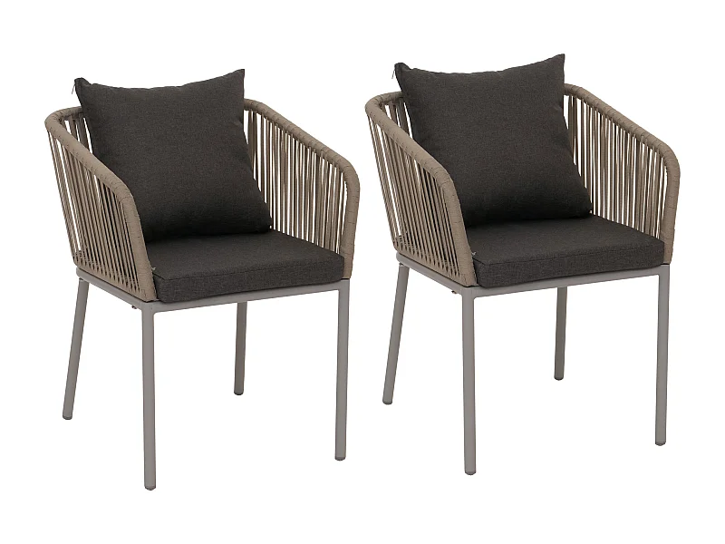 Chaise de jardin MCW-N41 (lot de 2),  gris, coussin gris foncé