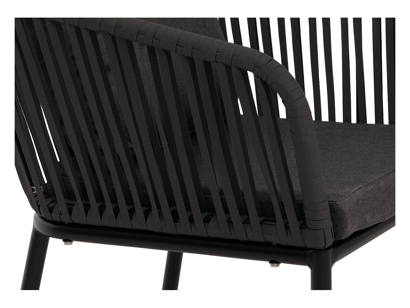 Gartenstuhl MCW-N41 (2er-Set), Anthrazit, Kissen dunkelgrau