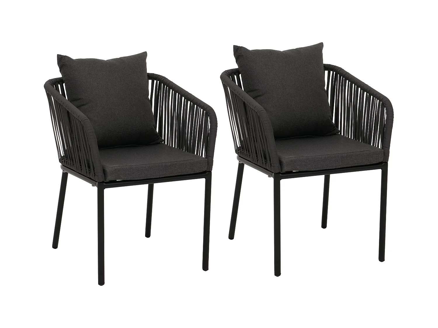 Chaise de jardin MCW-N41 (lot de 2),  anthracite, coussin gris foncé
