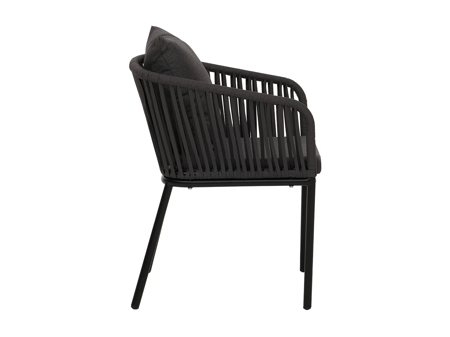 Gartenstuhl MCW-N41 (2er-Set), Anthrazit, Kissen dunkelgrau