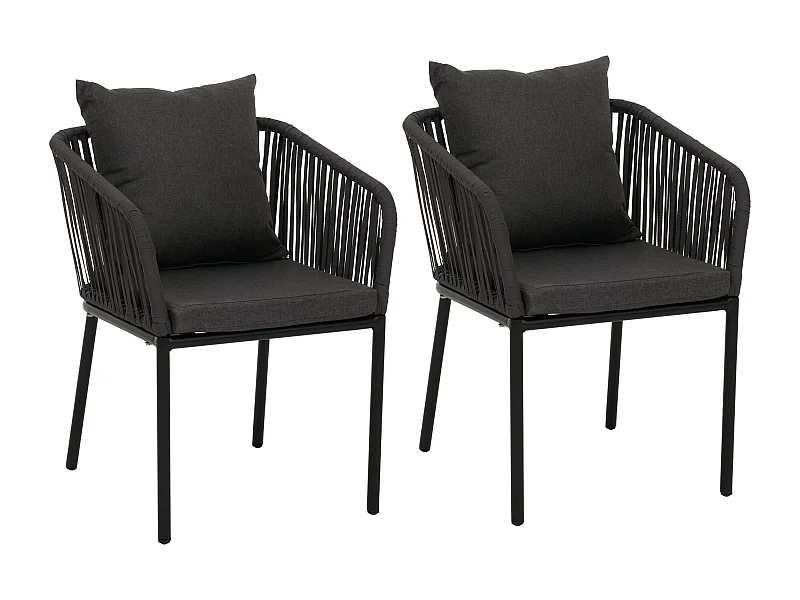 Chaise de jardin MCW-N41 (lot de 2),  anthracite, coussin gris foncé