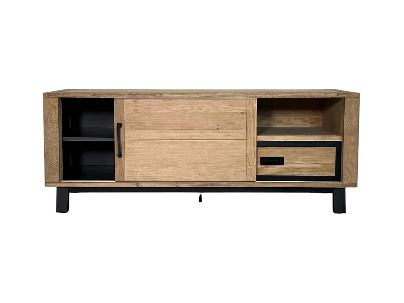 Meuble TV moderne avec rangement - bois clair chêne GRADO