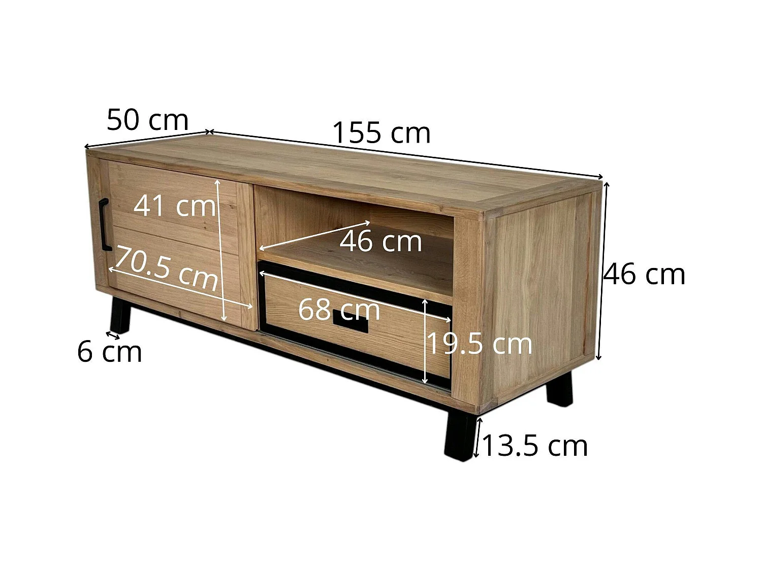 Meuble TV moderne avec rangement - bois clair chêne GRADO