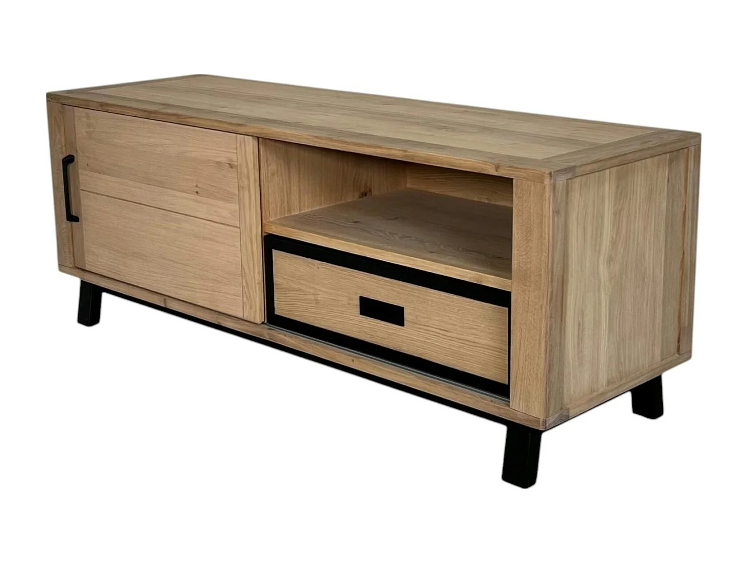 Meuble TV moderne avec rangement - bois clair chêne GRADO