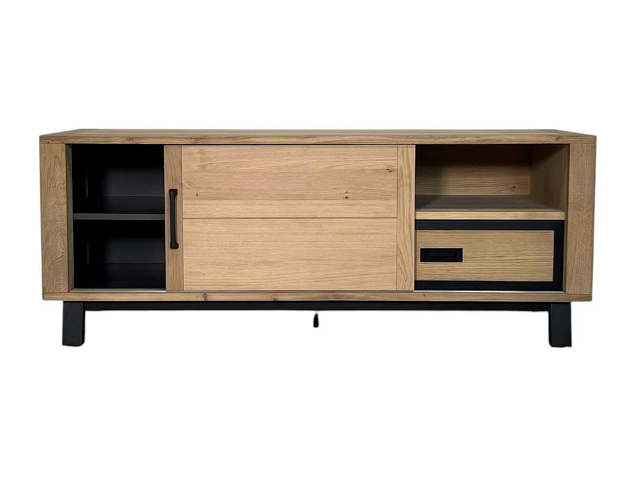 Meuble TV moderne avec rangement - bois clair chêne GRADO