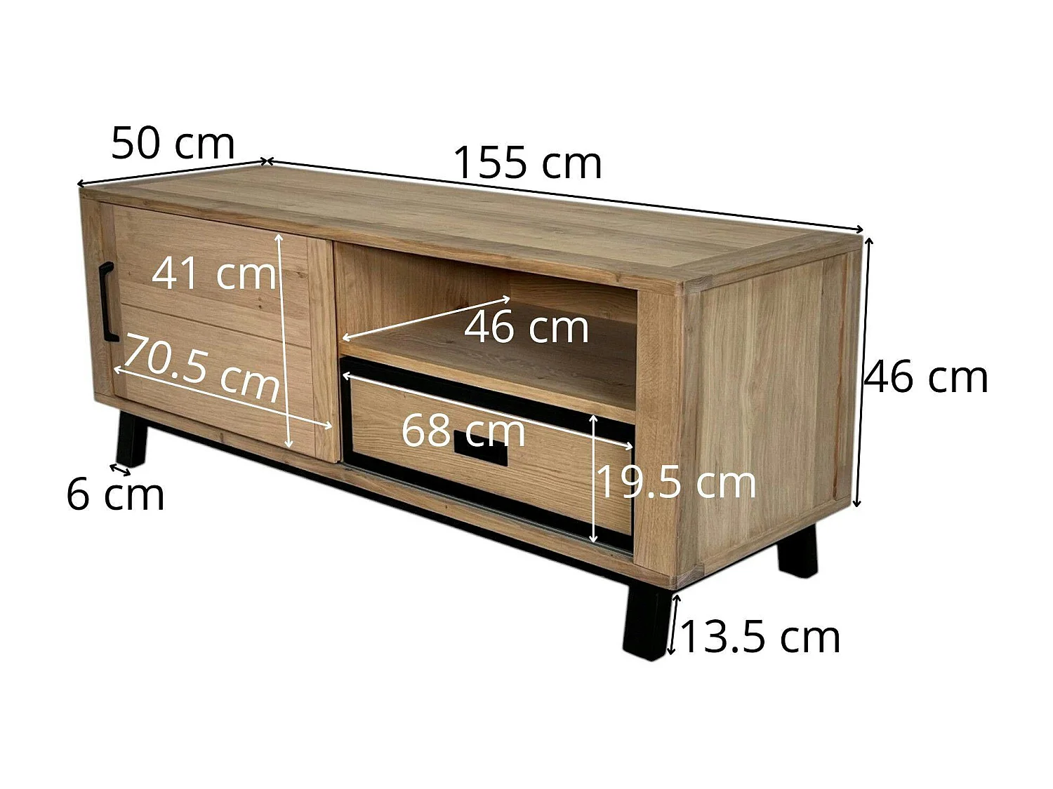 Meuble TV moderne avec rangement - bois clair chêne GRADO