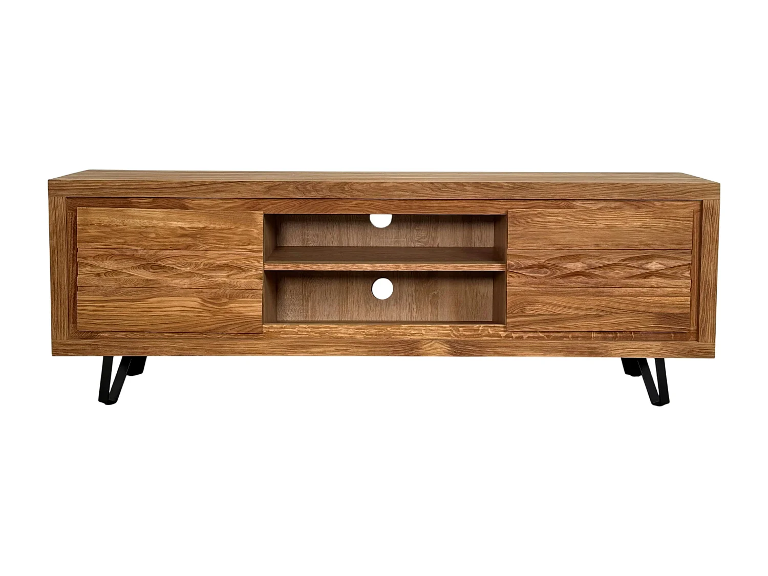 Meuble tv en bois 2 portes - frise décorative ROSETO