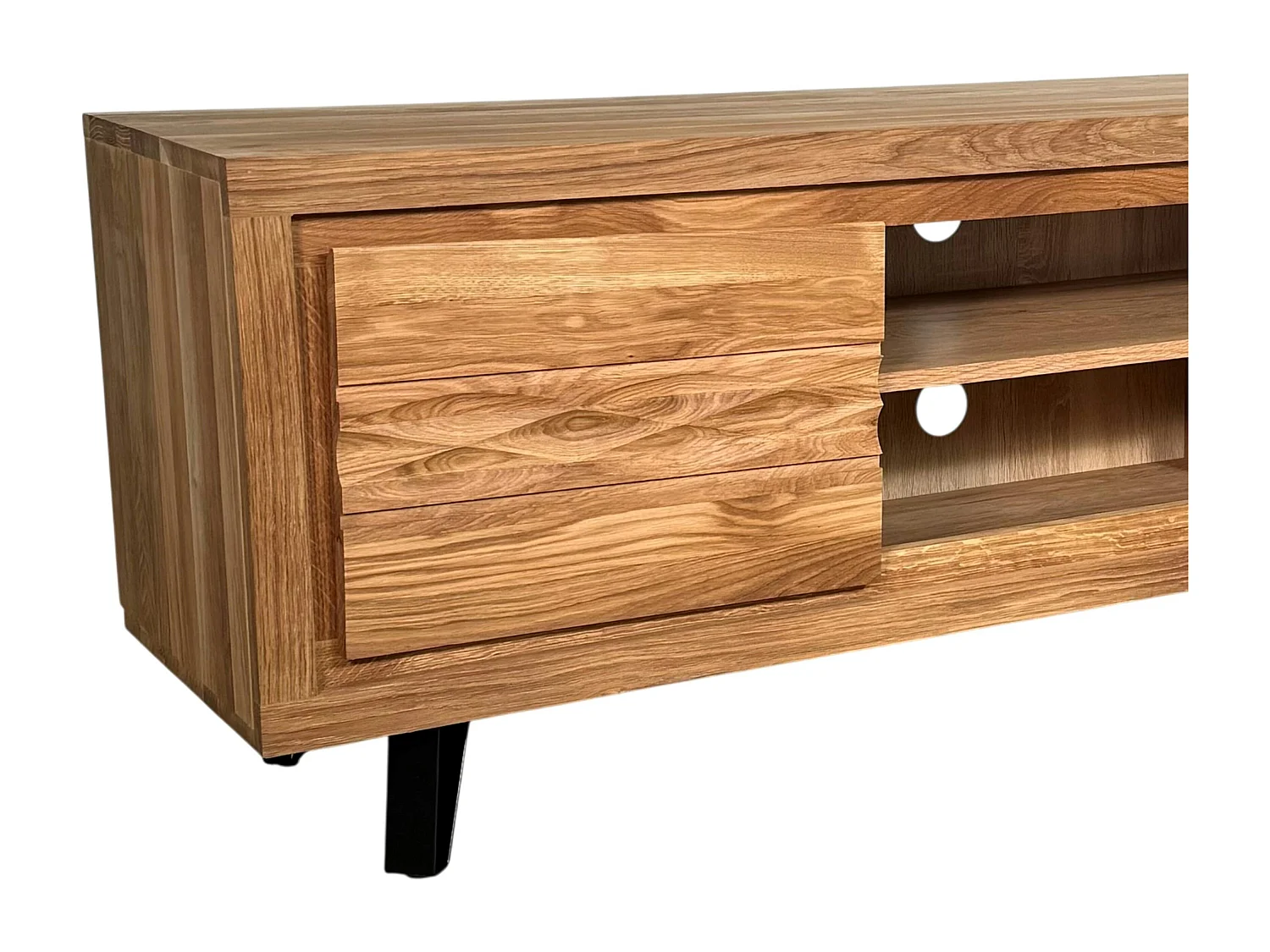 Meuble tv en bois 2 portes - frise décorative ROSETO