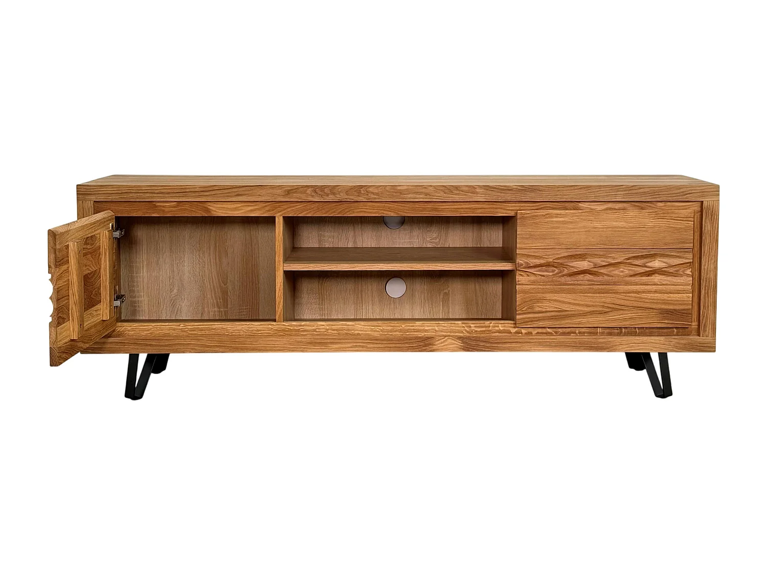 Meuble tv en bois 2 portes - frise décorative ROSETO