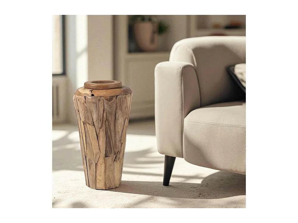 Vase décoratif en teck naturel – style artisanal ARIZONA