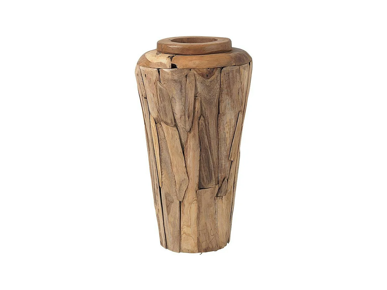 Vase décoratif en teck naturel – style artisanal ARIZONA