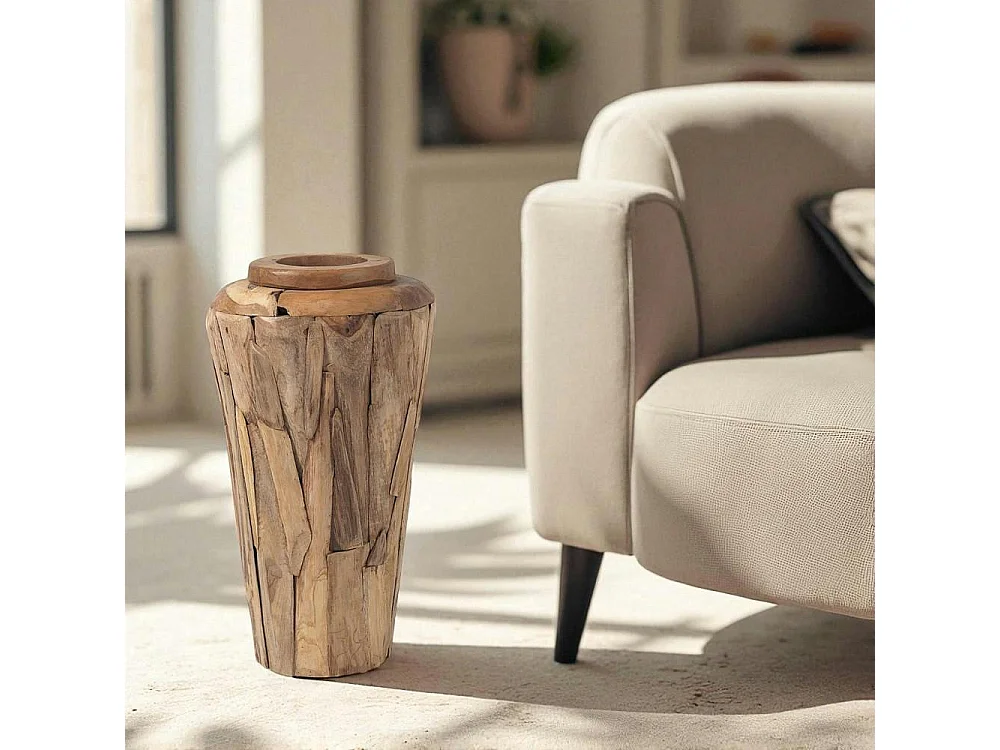 Vase décoratif en teck naturel – style artisanal ARIZONA