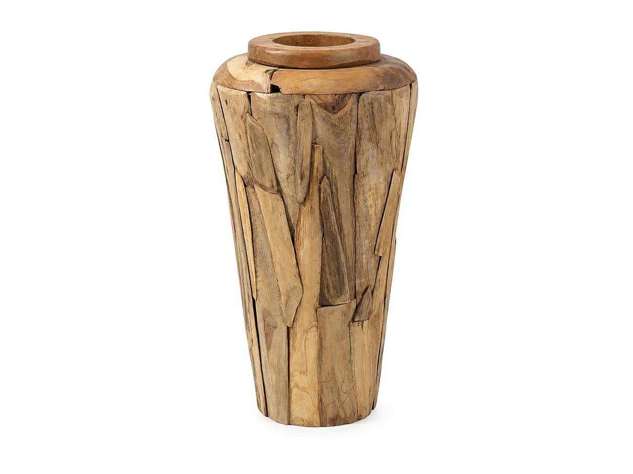 Vase décoratif en teck naturel – style artisanal ARIZONA