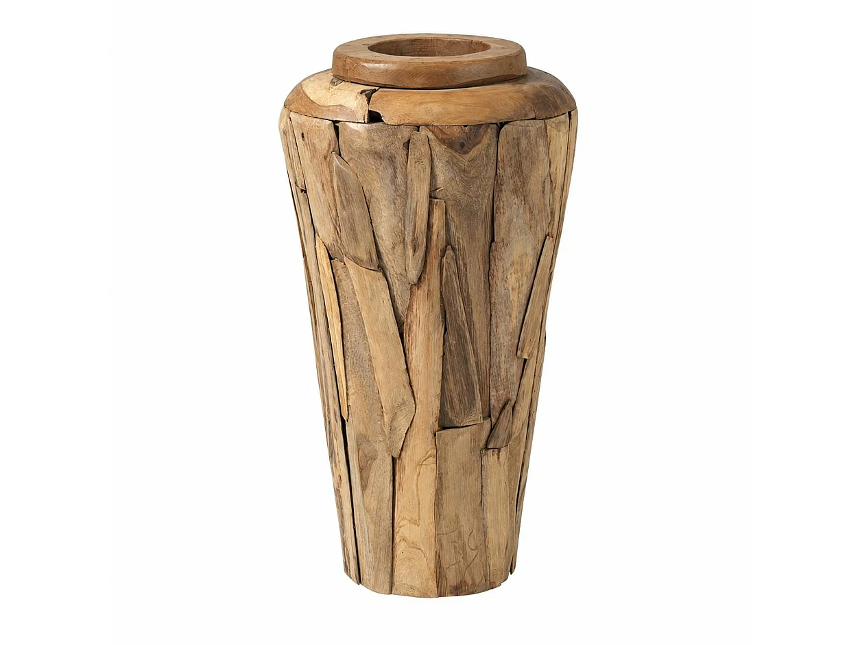 Vase décoratif en teck naturel – style artisanal ARIZONA