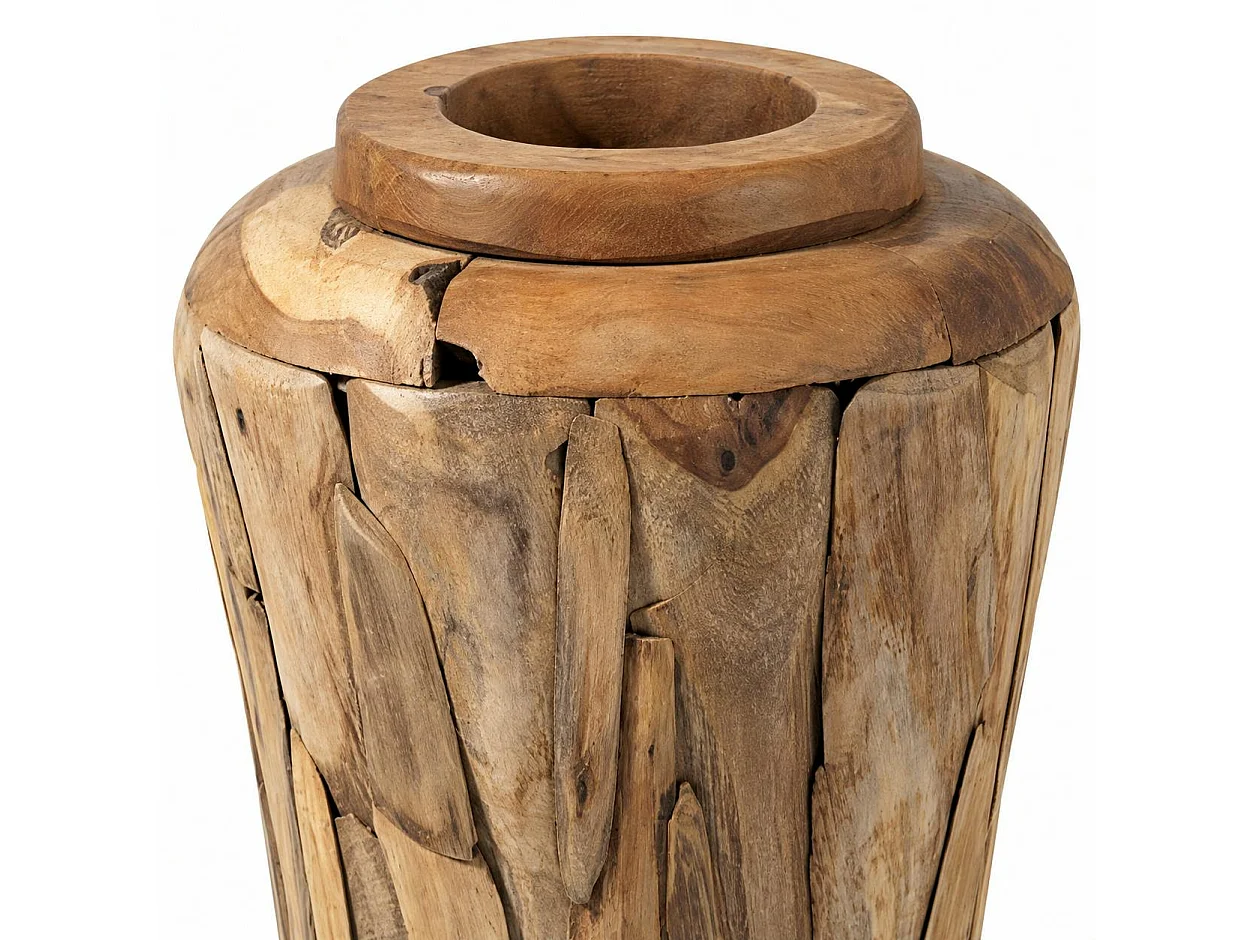 Vase décoratif en teck naturel – style artisanal ARIZONA