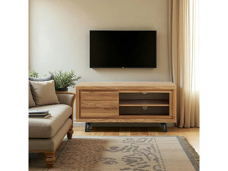 Petit meuble tv en bois avec rangement - motif frise ROSETO