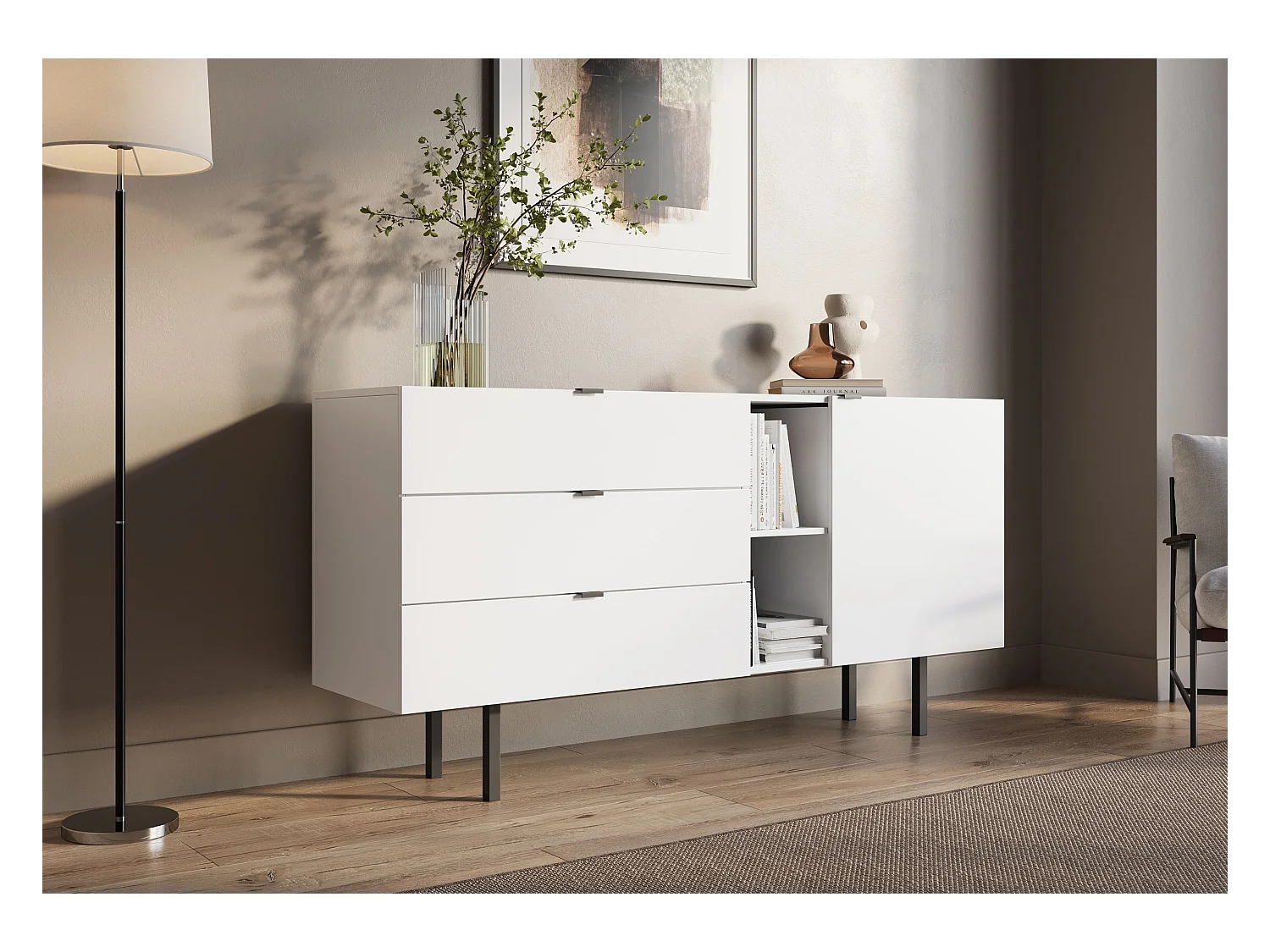 Biała komoda z szufladami Skandica MYWAY / szer. 160 cm