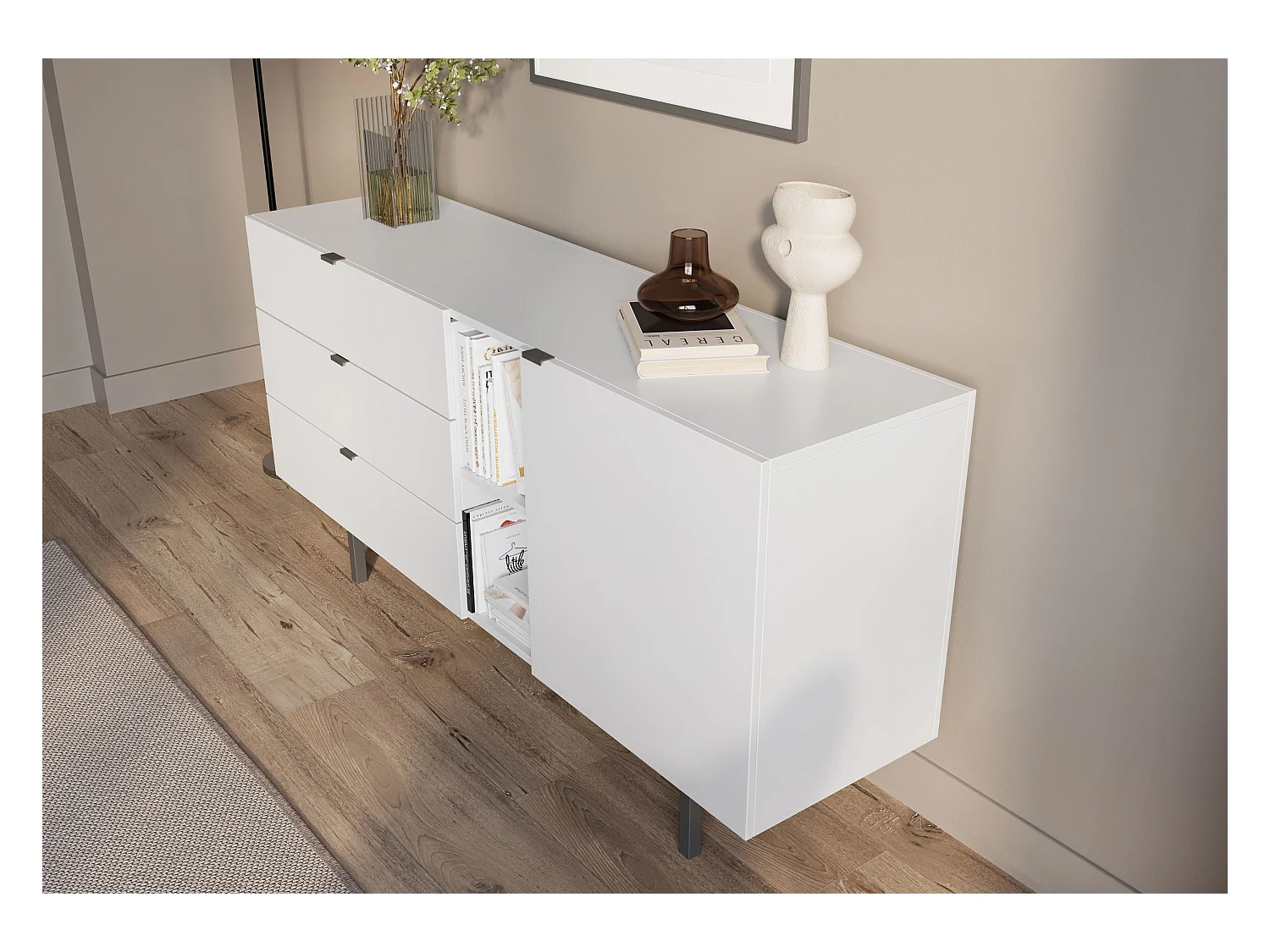 Biała komoda z szufladami Skandica MYWAY / szer. 160 cm