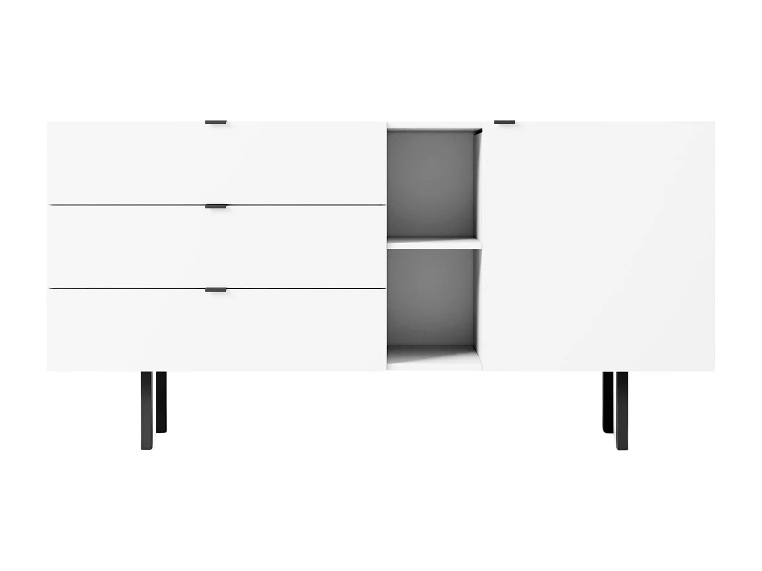 Sideboard Myway, weiß, 3 schubladen, minimalistisch, 160 cm