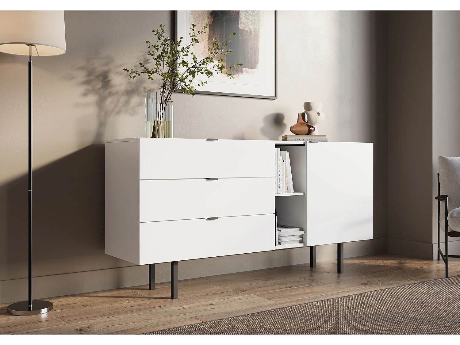 Biała komoda z szufladami Skandica MYWAY / szer. 160 cm