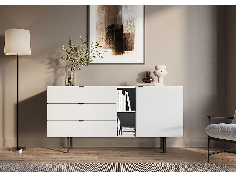 Buffet moderne blanche avec tiroirs MYWAY / 160 cm