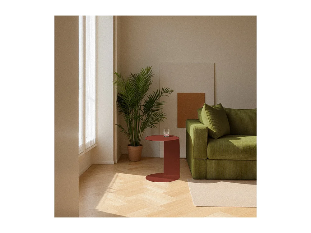 Jimy - Table d'appoint en métal H50cm - Bordeaux