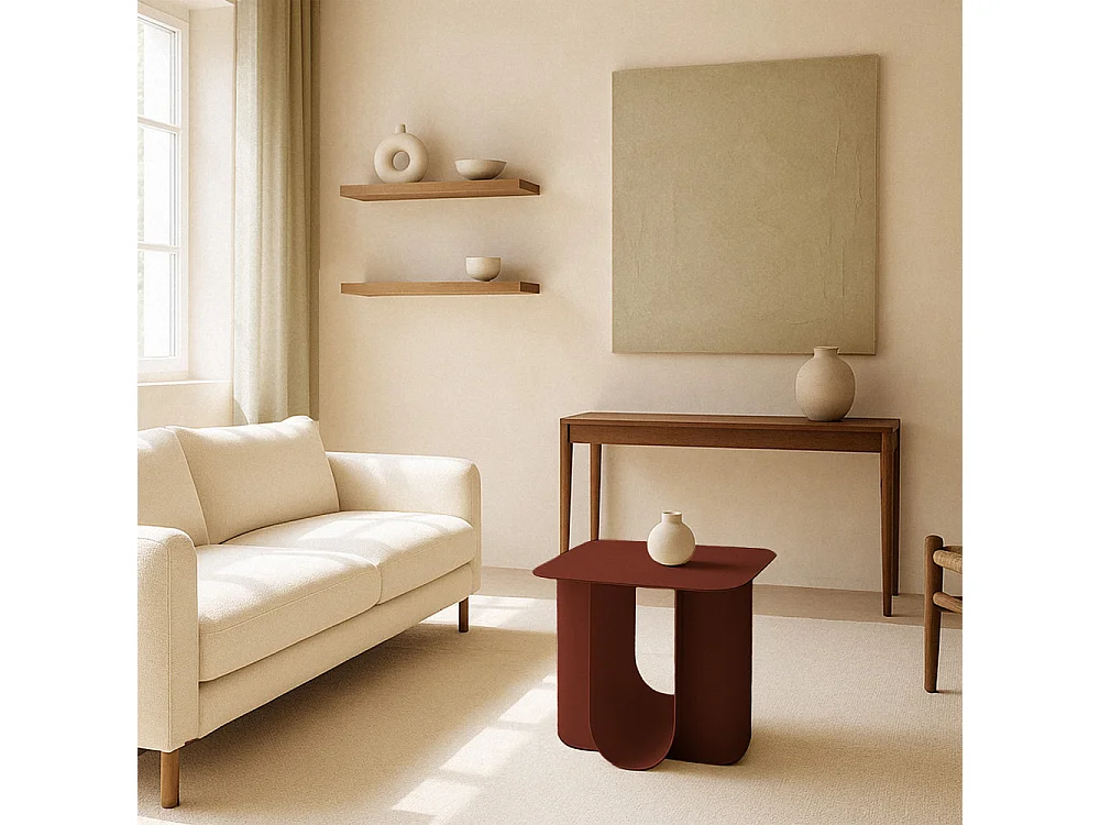 Blum - Table d'appoint en métal 45x40cm - Bordeaux