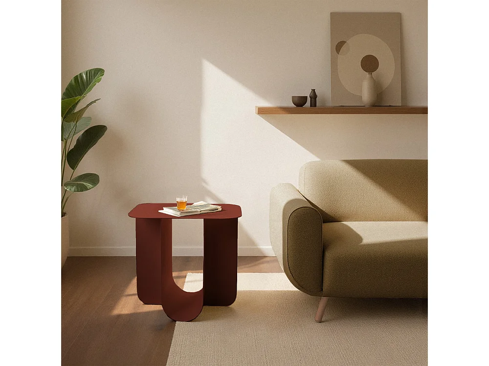 Blum - Table d'appoint en métal 45x40cm - Bordeaux